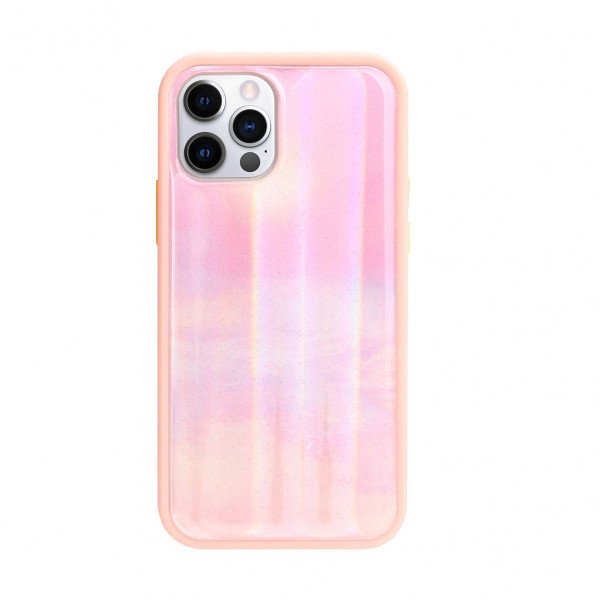 Wholesale Shiny Glossy Design Armor Hybrid Protective Case for iPhone 12 / 12 Pro 6.1 (Horizontal Pink)